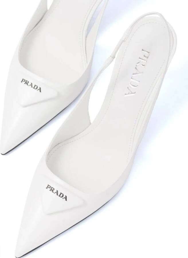 Prada Leren slingback pumps 75 mm Wit