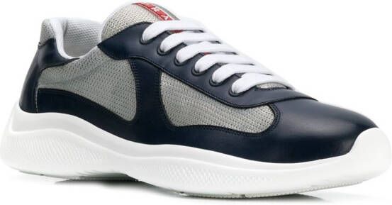 Prada Americas Cup sneakers in blauw en zilver