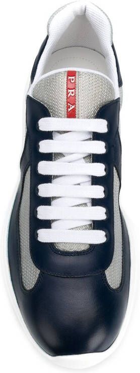 Prada Americas Cup sneakers in blauw en zilver