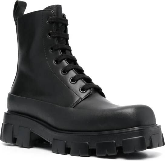 Prada Combat boots met vierkante neus Zwart