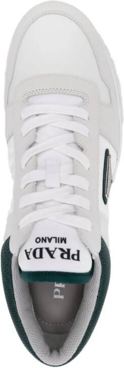 Prada Downtown Re-Nylon leren sneakers Wit