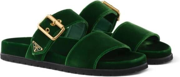 Prada Fluwelen slippers Groen