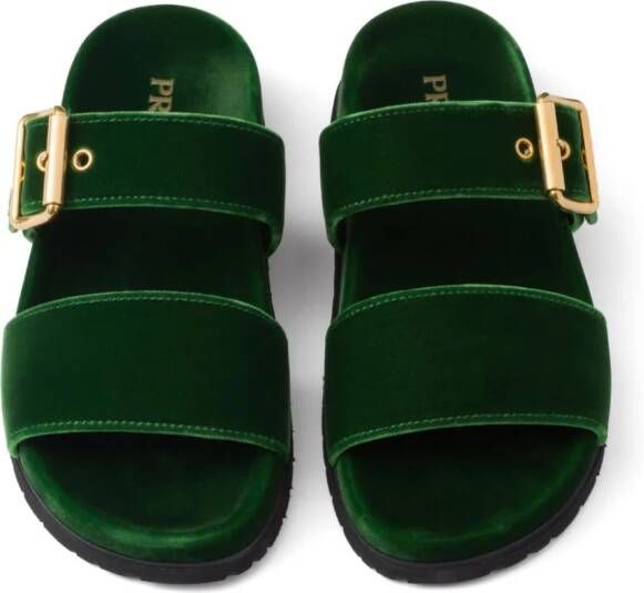 Prada Fluwelen slippers Groen