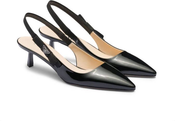 Prada Lakleren slingback pumps Zwart