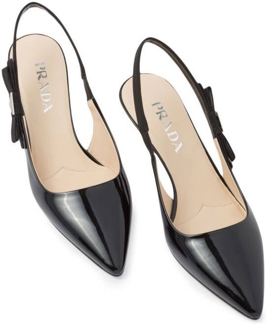 Prada Lakleren slingback pumps Zwart