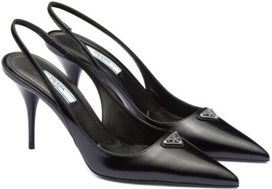 Prada Leren slingback pumps Zwart