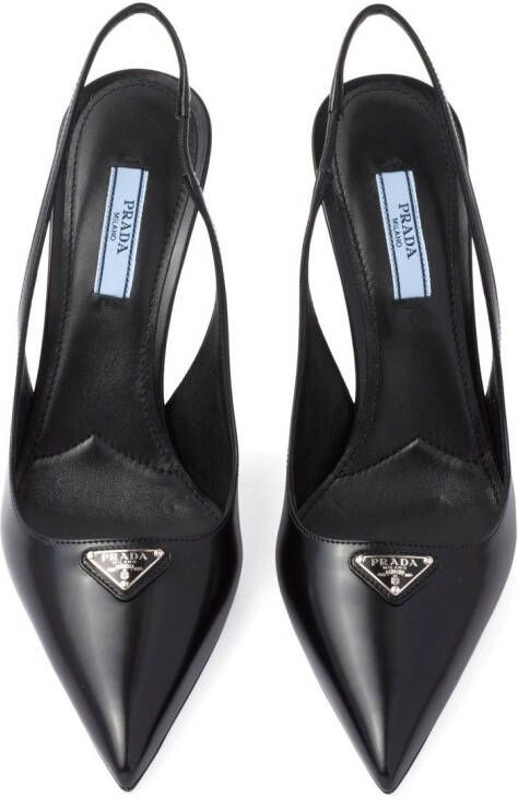 Prada Leren slingback pumps Zwart