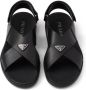 Prada Leren sandalen met gekruiste bandjes Zwart - Thumbnail 4