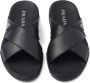Prada Leren sandalen met logo Zwart - Thumbnail 4