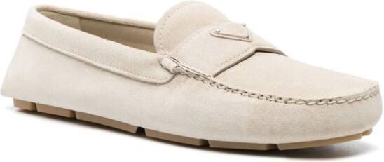 Prada Loafers met logo Beige