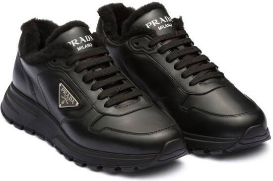 Prada Leren sneakers Zwart