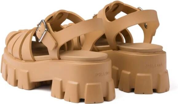 Prada Monolith 55mm sandalen met plateauzool Beige