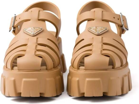 Prada Monolith 55mm sandalen met plateauzool Beige