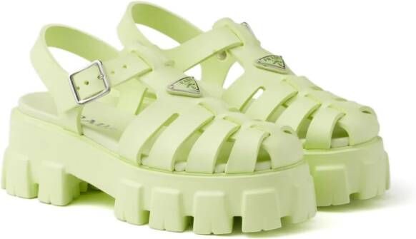 Prada Monolith 55mm sandalen met plateauzool Groen