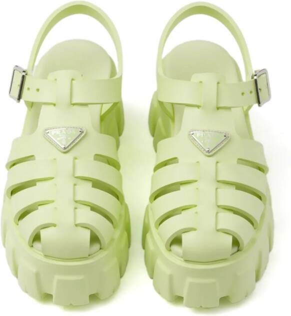 Prada Monolith 55mm sandalen met plateauzool Groen