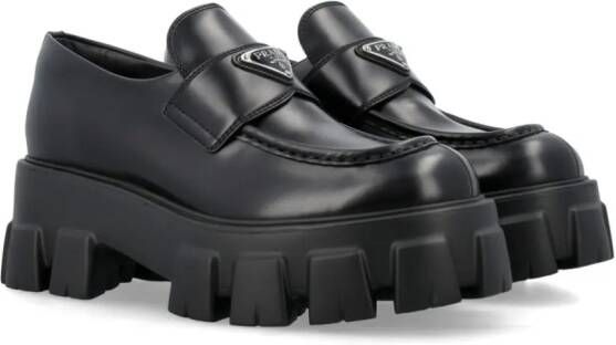 Prada Monolith leather loafers Zwart
