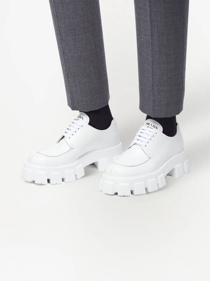 Prada Monolith veterschoenen Wit Schoenen