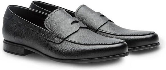 Prada Saffiano klassieke loafers Zwart