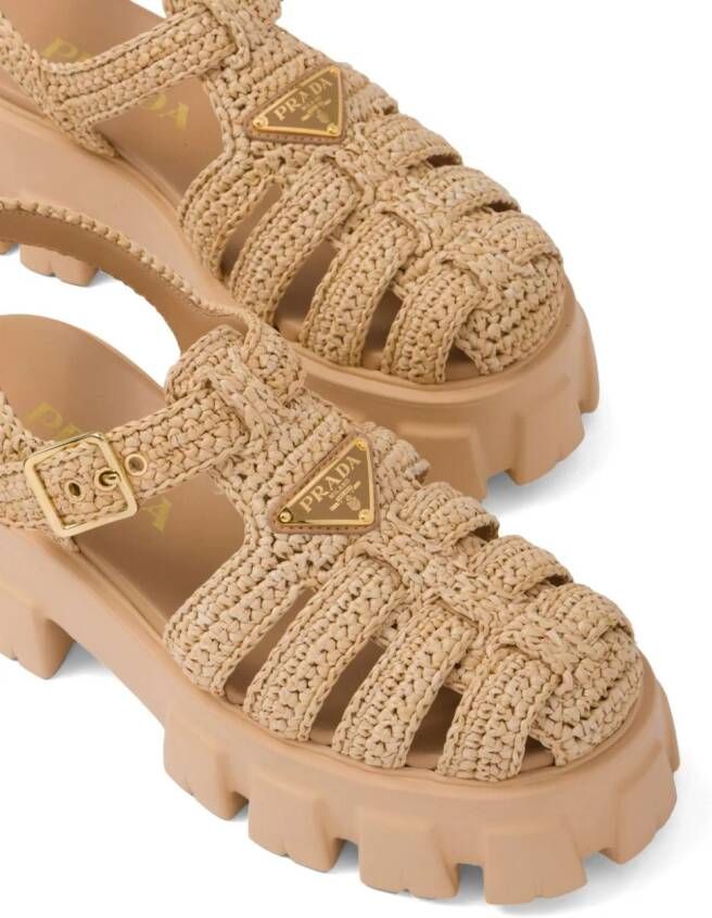 Prada Sandalen met franje Beige