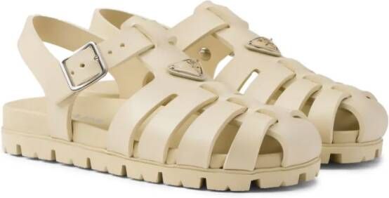 Prada Sandalen met logo Beige