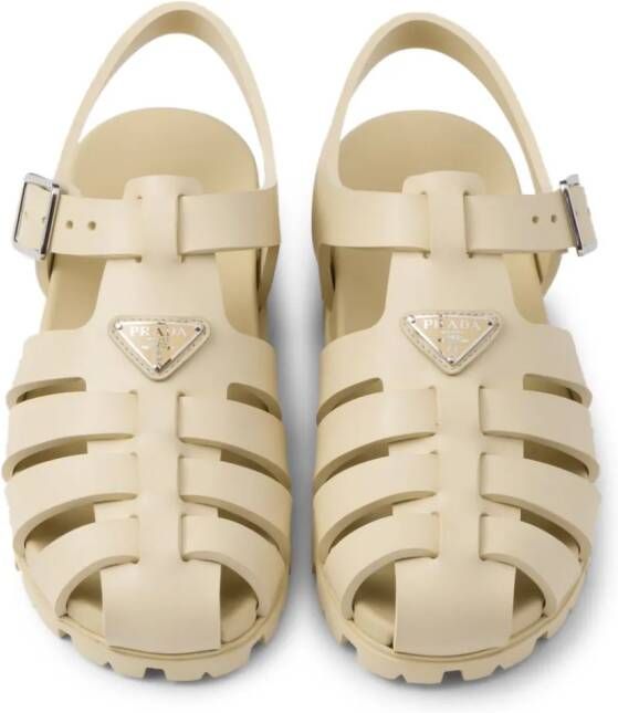 Prada Sandalen met logo Beige