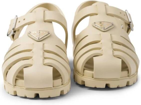 Prada Sandalen met logo Beige