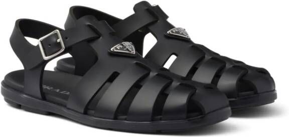 Prada Sandalen met logo Zwart