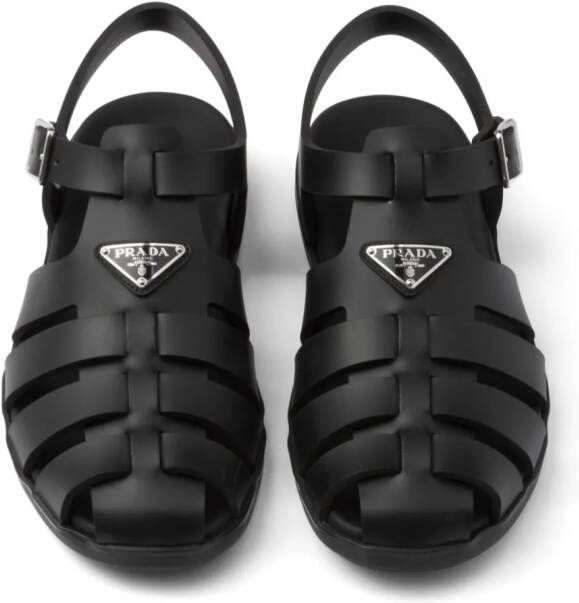 Prada Sandalen met logo Zwart