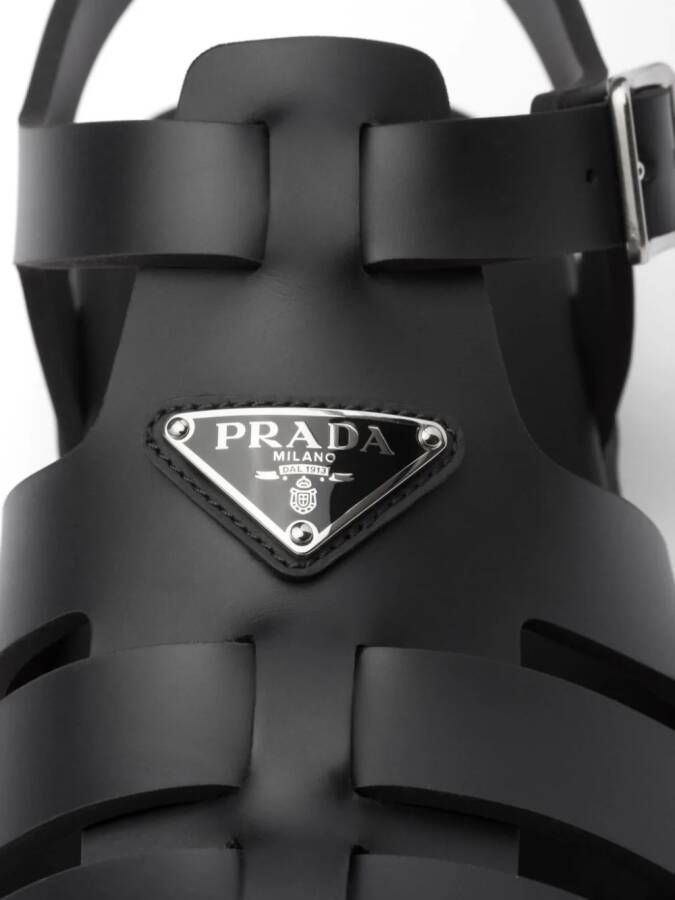 Prada Sandalen met logo Zwart