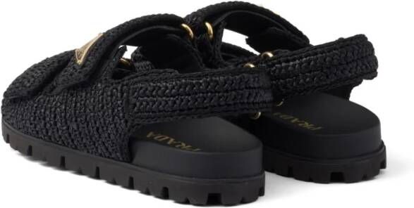 Prada Sandalen met logoplakkaat Zwart