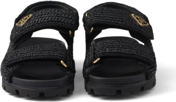 Prada Sandalen met logoplakkaat Zwart