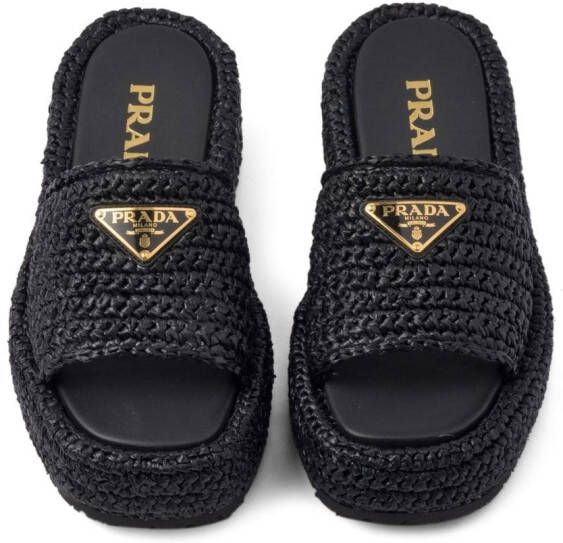 Prada Sandalen met plateauzool Zwart