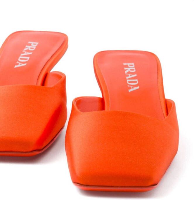Prada 35mm satijnen muiltjes Oranje