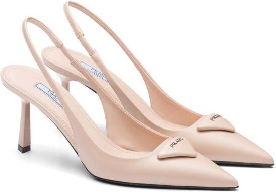 Prada Slingback pumps met logoplakkaat Roze