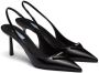 Prada Slingback pumps met logoplakkaat Zwart - Thumbnail 2