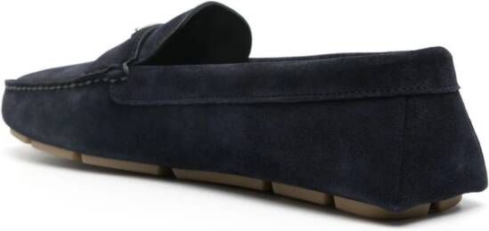 Prada Suède loafers met logo Blauw