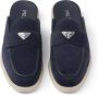 Prada Suède loafers met logo en open hiel Blauw - Thumbnail 4