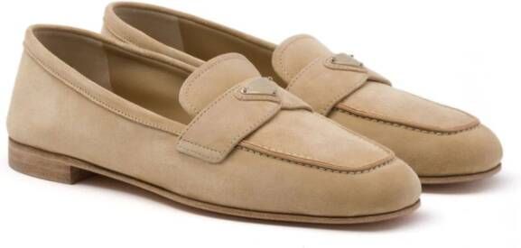 Prada Loafers met logo Beige