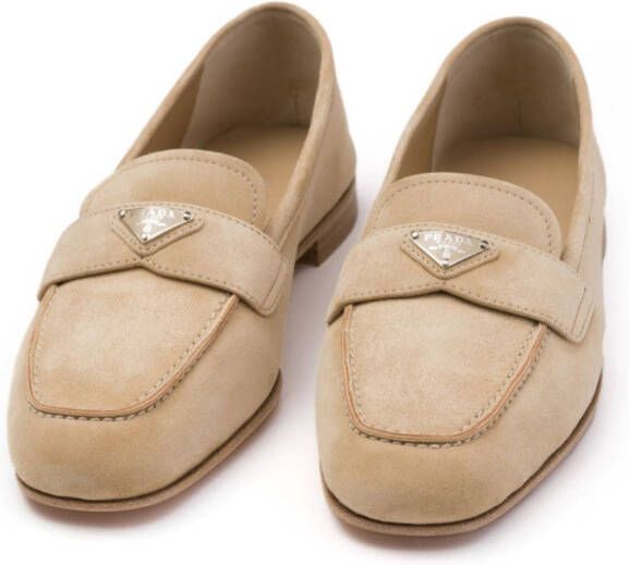 Prada Loafers met logo Beige