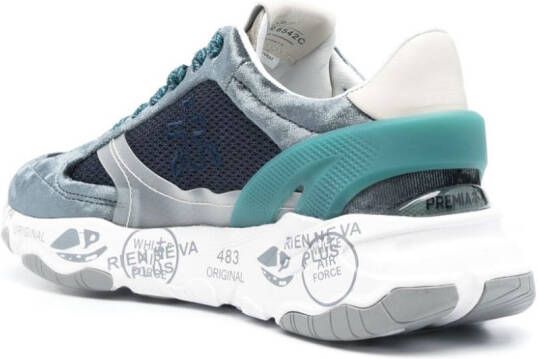 Premiata Buffly sneakers met fluwelen-effect Blauw