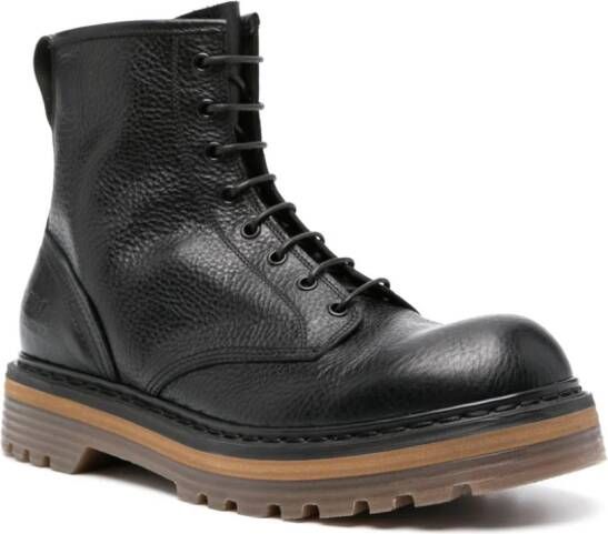 Premiata Leren combat boots Zwart