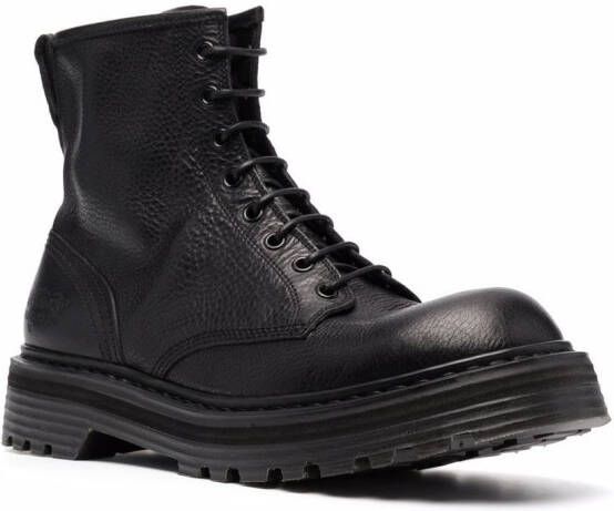 Premiata Leren veterlaarzen Zwart