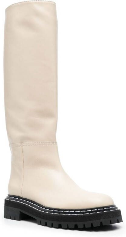 Proenza Schouler Leren knielaarzen Beige