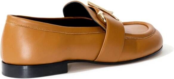 Proenza Schouler Leren loafers met monogram-plakkaat Bruin