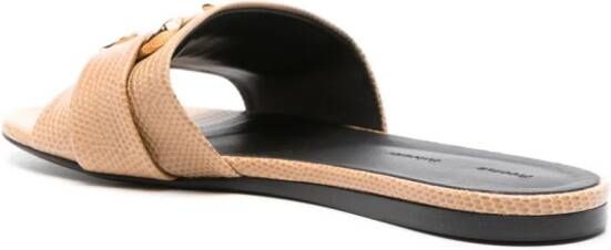 Proenza Schouler Leren slippers met monogram Beige