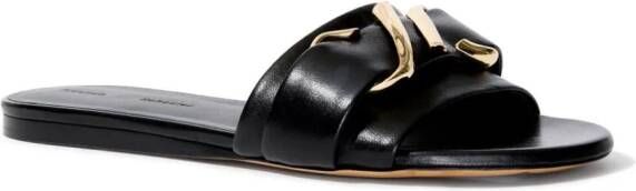 Proenza Schouler Leren slippers met monogram Zwart