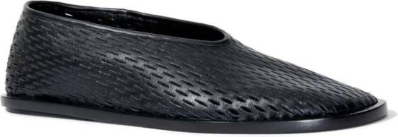 Proenza Schouler Square geperforeerde slippers Zwart