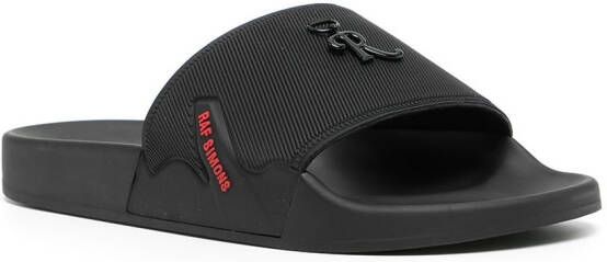 Raf Simons Astra slippers met logoplakkaat Zwart