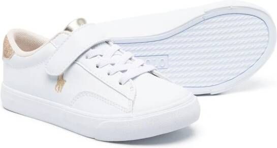POLO RALPH LAUREN KIDS Polo Pony sneakers met glitters Wit