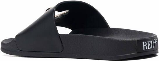 RED(V) Slippers met hartplakkaat Zwart
